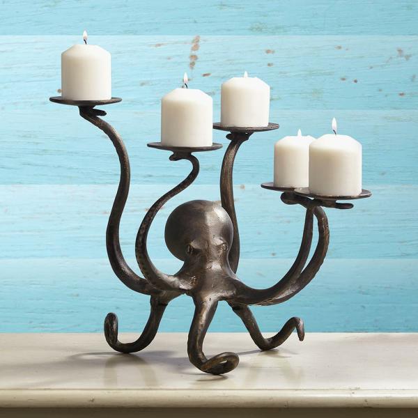 Holiday Decor |  Octopus Pillar Candelabra Garden Holiday Decor