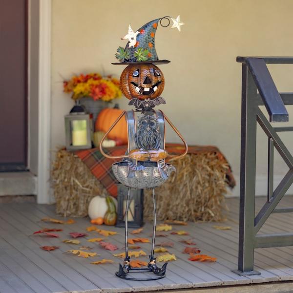 Holiday Decor |  Tall Pumpkin Witch Iron Decoration With Candy Dish Garden Holiday Decor