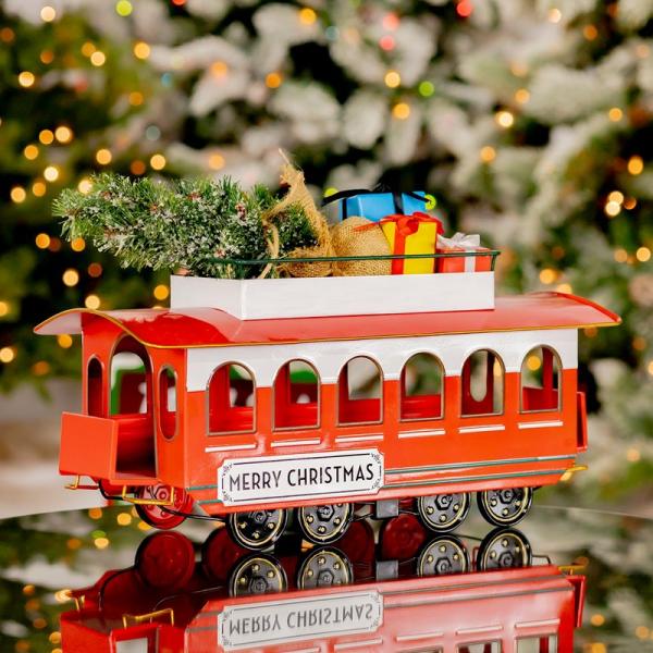 Holiday Decor |  Vintage Metal Christmas Trolley Garden Holiday Decor