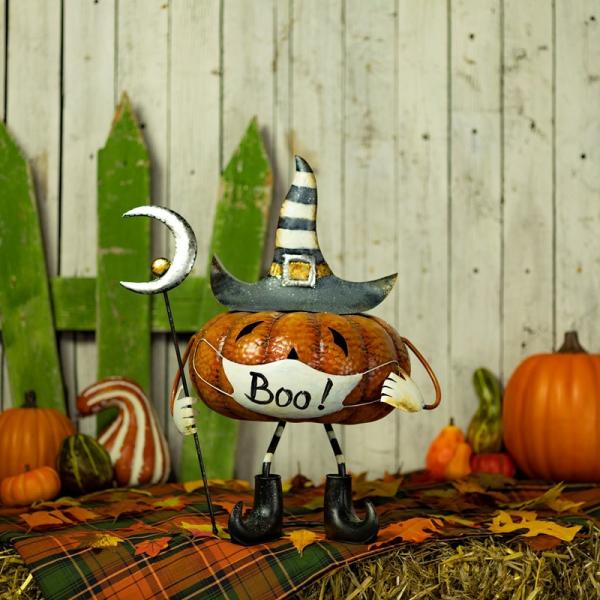 Holiday Decor |  Witch Themed Jack-O-Lantern With Face Mask Garden Holiday Decor