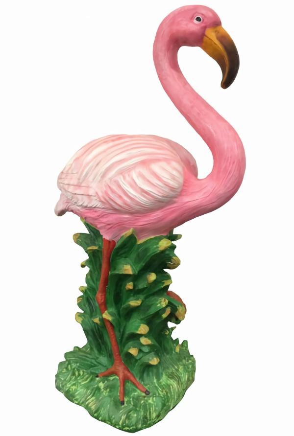 Metal Birds |  20" Flamingo Statue – Natural Pink Garden Metal Birds