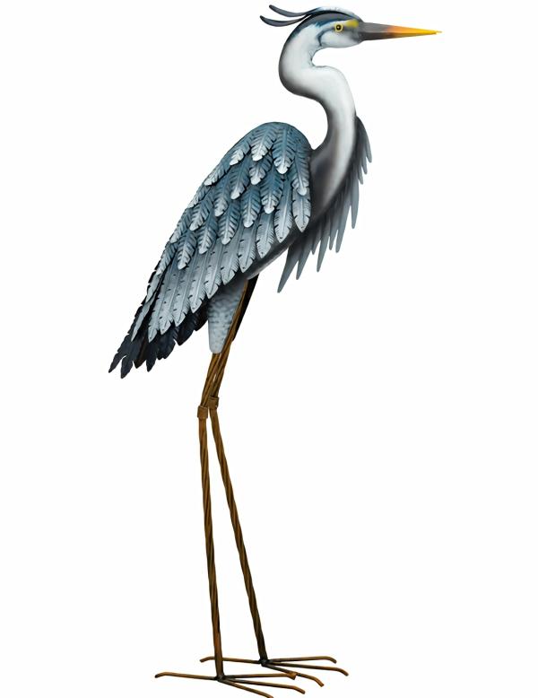 Metal Birds |  40" Blue Heron Garden Bird – Down Garden Metal Birds