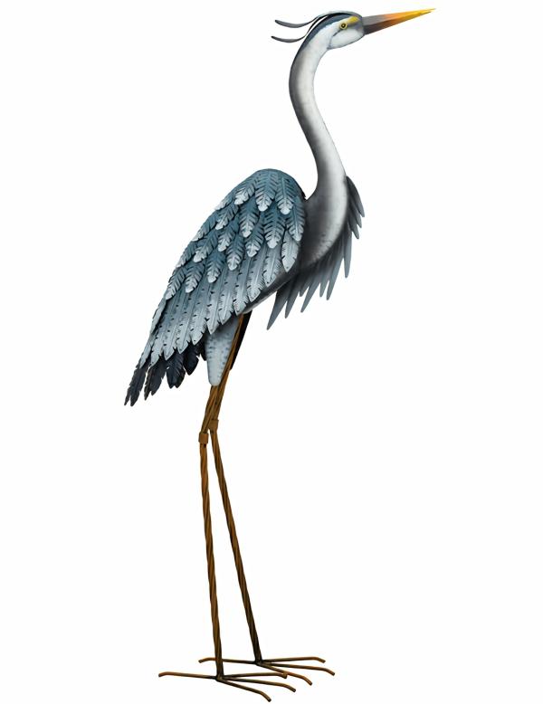 Metal Birds |  44" Blue Heron Garden Bird – Upright Garden Metal Birds