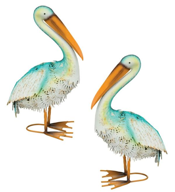 Metal Birds |  Blue Bayou Resting Pelicans (Set Of 2) Garden Metal Birds