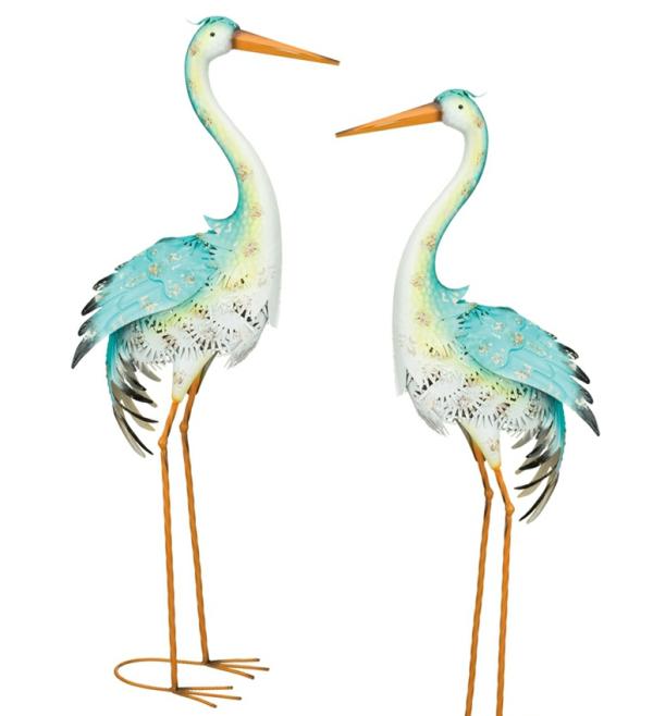 Metal Birds |  Blue Bayou Standing Herons (Set Of 2) Garden Metal Birds