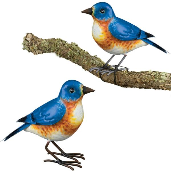 Metal Birds |  Bluebird Tree Branch Decor (Set Of 2) Garden Metal Birds