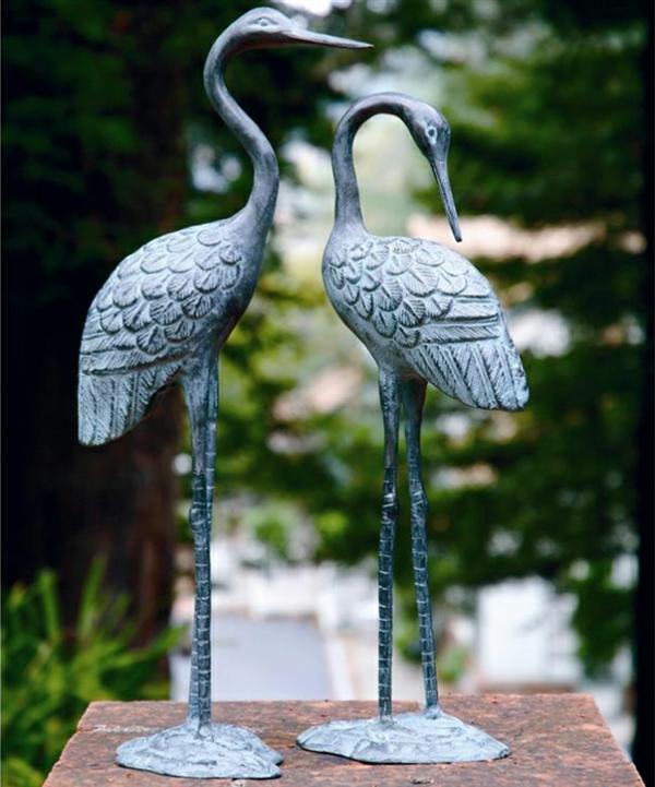 Metal Birds |  Brass Love Cranes (Set Of 2) Garden Metal Birds