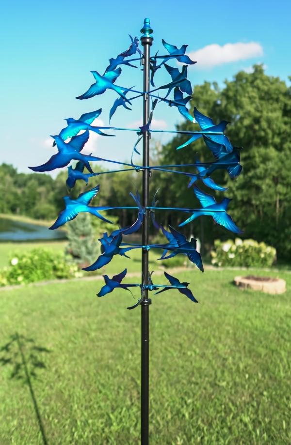 Metal Birds |  Dancing Bluebirds Wind Spinner Garden Metal Birds