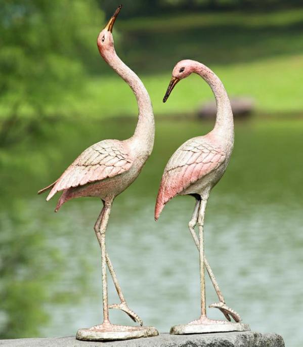 Metal Birds |  Flamboyant Garden Cranes (Set Of 2) Garden Metal Birds