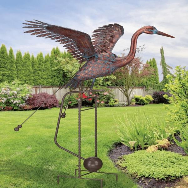 Metal Birds |  Giant Crane Rocker Stake Garden Metal Birds