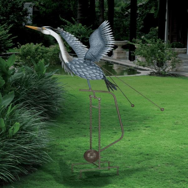 Metal Birds |  Giant Heron Rocker Stake Garden Metal Birds