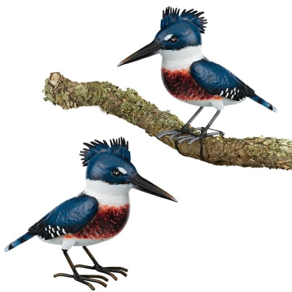 Metal Birds |  Kingfisher Tree Branch Decor (Set Of 2) Garden Metal Birds