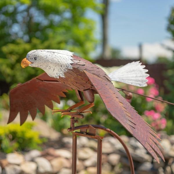 Metal Birds |  Large Iron Flying Eagle Rocking Stake Garden Metal Birds