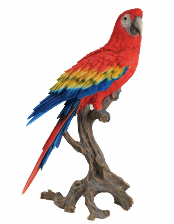 Metal Birds |  Large Macaw Statue – Scarlet "Ultra-Realistic" Garden Metal Birds