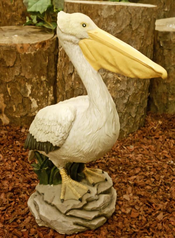 Metal Birds |  Large Pelican Statue – Painted Garden Metal Birds