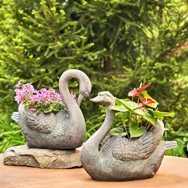 Metal Birds |  Magnesium Swan Planters (Set Of 2) Garden Metal Birds