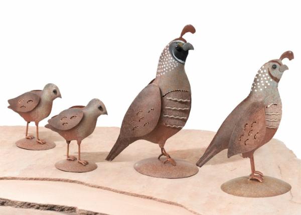 Metal Birds |  Metal Quail Family Decor (Set Of 4) Garden Metal Birds