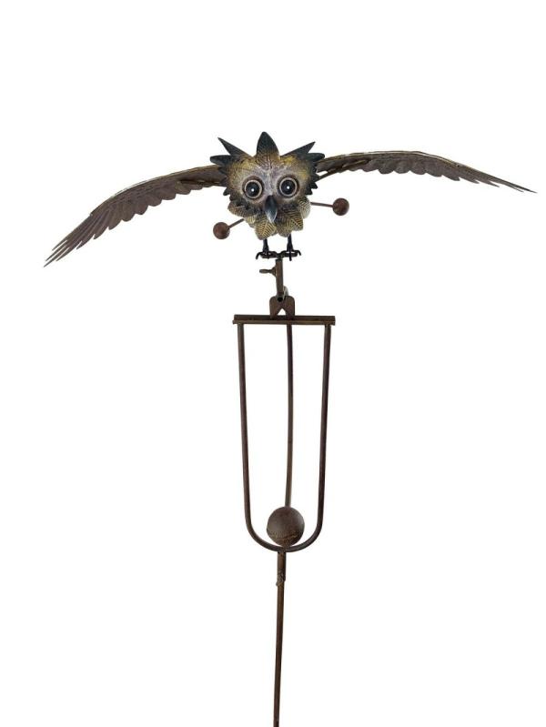 Metal Birds |  Owl Rocker Stake – Small Garden Metal Birds