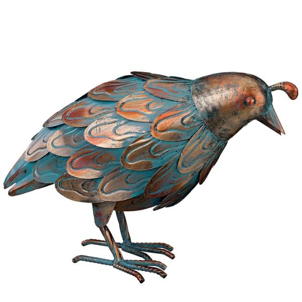 Metal Birds |  Patina Quail Bird – Feeding Garden Metal Birds