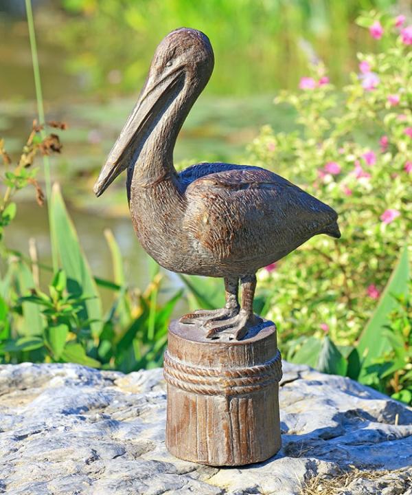 Metal Birds |  Pelican Cast Iron Garden Sculpture Garden Metal Birds