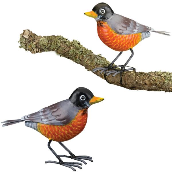 Metal Birds |  Robin Tree Branch Decor (Set Of 2) Garden Metal Birds