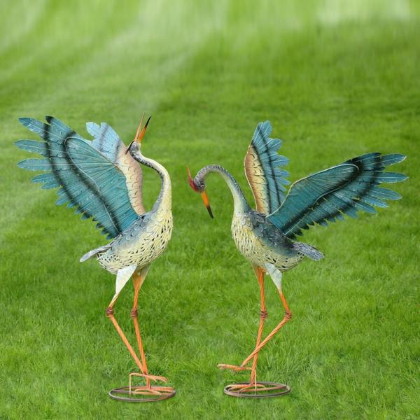 Metal Birds |  Small Iron Dancing Cranes (Set Of 2) Garden Metal Birds