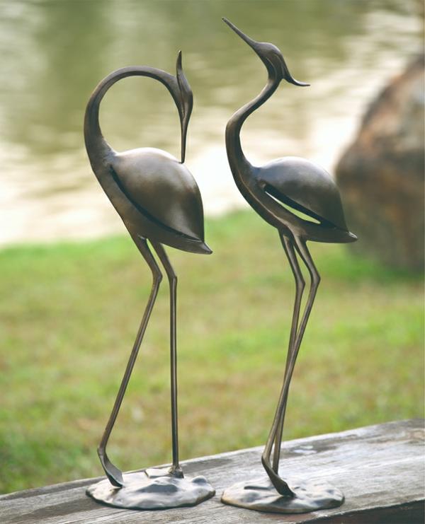 Metal Birds |  Stylized Garden Herons Decor (Set Of 2) Garden Metal Birds