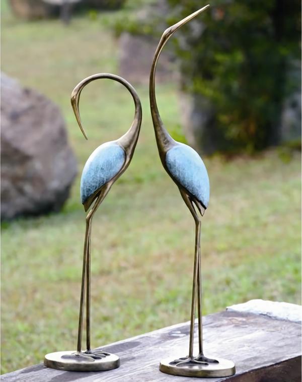 Metal Birds |  Stylized Upright Garden Cranes (Set Of 2) Garden Metal Birds