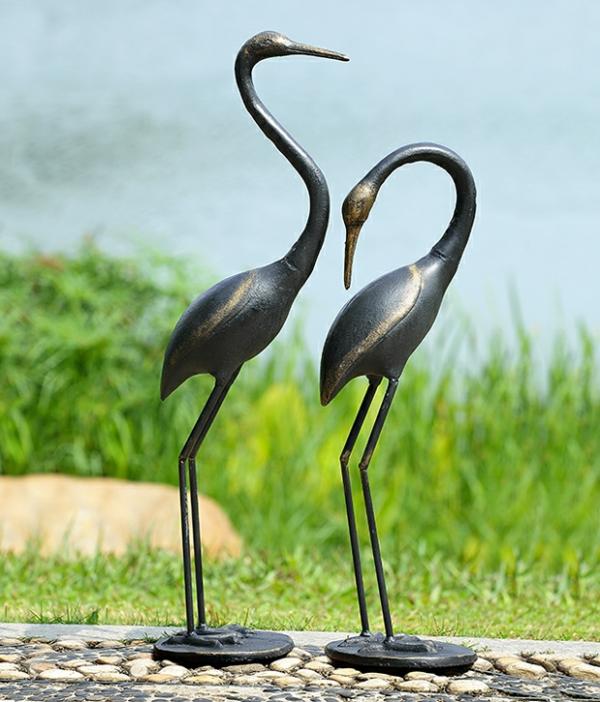 Metal Birds |  Watchful Garden Crane Waders (Set Of 2) Garden Metal Birds