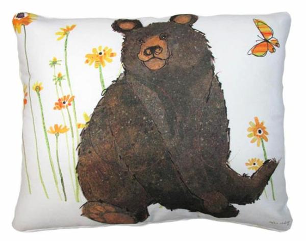 Outdoor Pillows |  Brown Bear W/Yellow Butterfly Outdoor Pillow Garden Outdoor Pillows