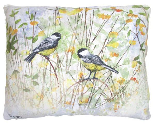 Outdoor Pillows |  Chickadee Birds Outdoor Pillow Garden Outdoor Pillows