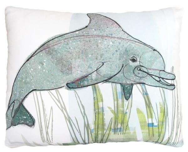 Outdoor Pillows |  Dolphin In Marsh Outdoor Pillow Garden Outdoor Pillows