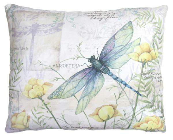 Outdoor Pillows |  Dragonfly W/Yellow Poppies Outdoor Pillow Garden Outdoor Pillows