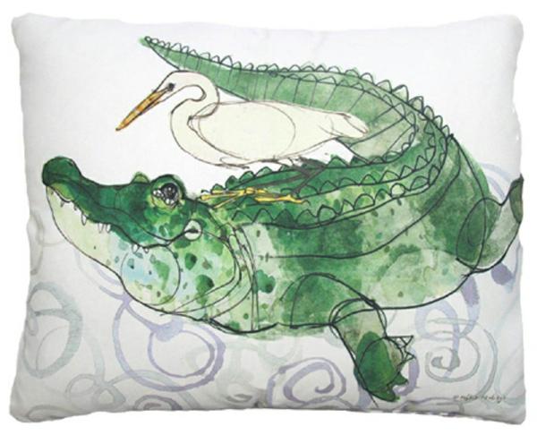 Outdoor Pillows |  Gator And Egret Outdoor Pillow Garden Outdoor Pillows