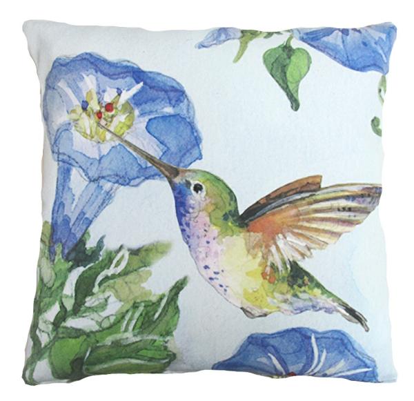 Outdoor Pillows |  Hummingbird W/Morning Glory 2 Outdoor Pillow Garden Outdoor Pillows