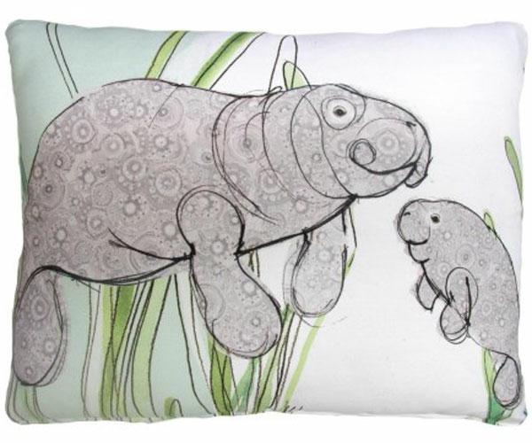 Outdoor Pillows |  Manatees In Marsh Outdoor Pillow Garden Outdoor Pillows