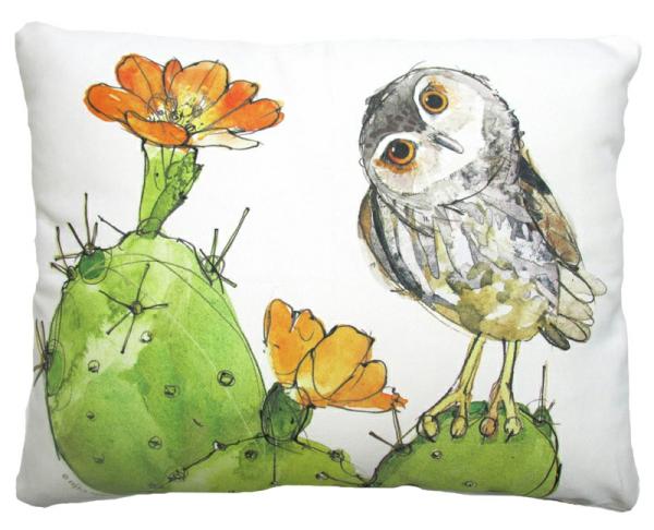 Outdoor Pillows |  Owl On Prickly Pear Cactus Outdoor Pillow Garden Outdoor Pillows