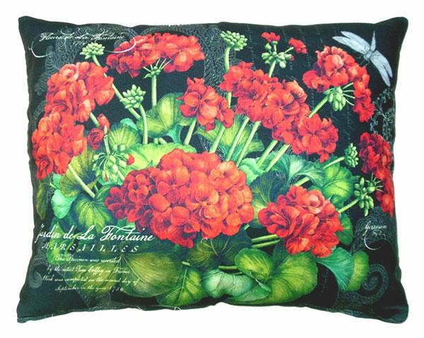 Outdoor Pillows |  Red Geranium/Black Outdoor Pillow Garden Outdoor Pillows