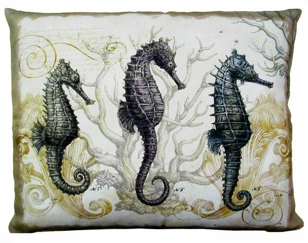 Outdoor Pillows |  Three Seahorses Outdoor Pillow Garden Outdoor Pillows