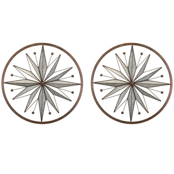 Outdoor Wall Art |  Circle Stars Wall Art Decor (Set Of 2) Garden Outdoor Wall Art