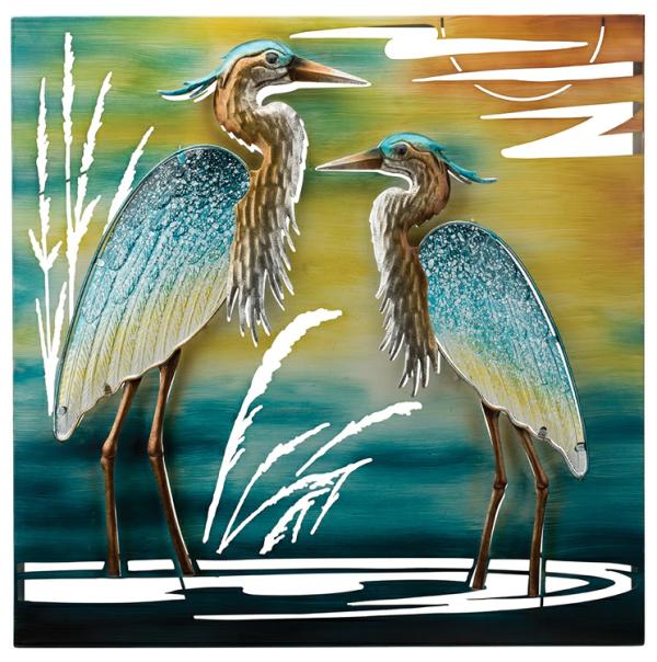 Outdoor Wall Art |  Double Heron Wall Decor Garden Outdoor Wall Art