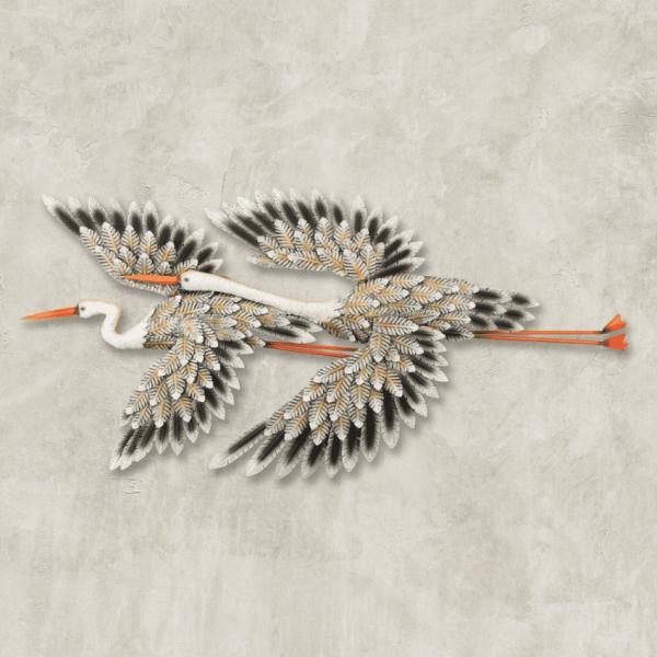 Outdoor Wall Art |  Flying Egret Duo Wall Decor Garden Outdoor Wall Art