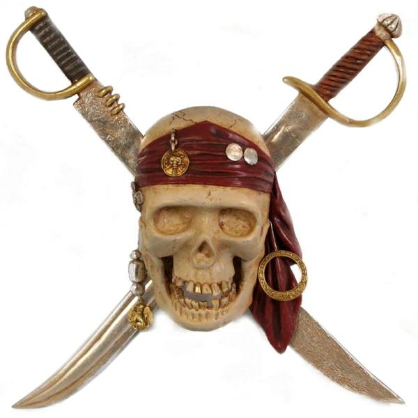 Outdoor Wall Art |  Pirate’s Skull W/Swords Hanging Decor Garden Outdoor Wall Art