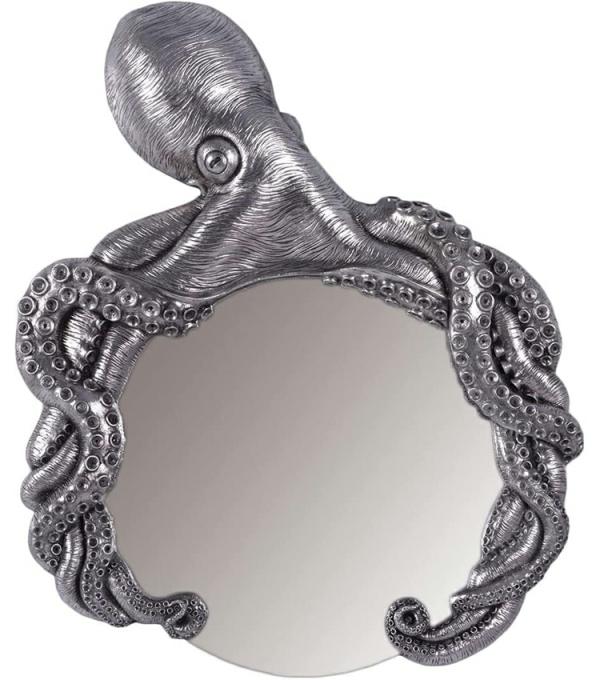 Outdoor Wall Art |  Royal Octopus Mirror – Silver Leaf Finish Garden Outdoor Wall Art