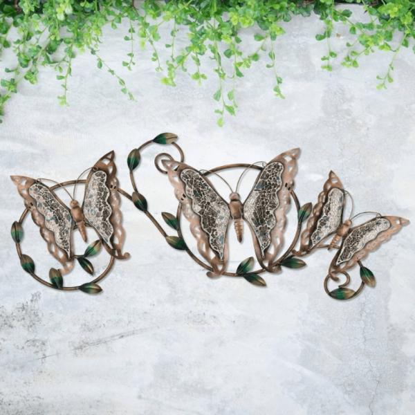 Outdoor Wall Art |  Triple Butterfly Wall Decor Garden Outdoor Wall Art