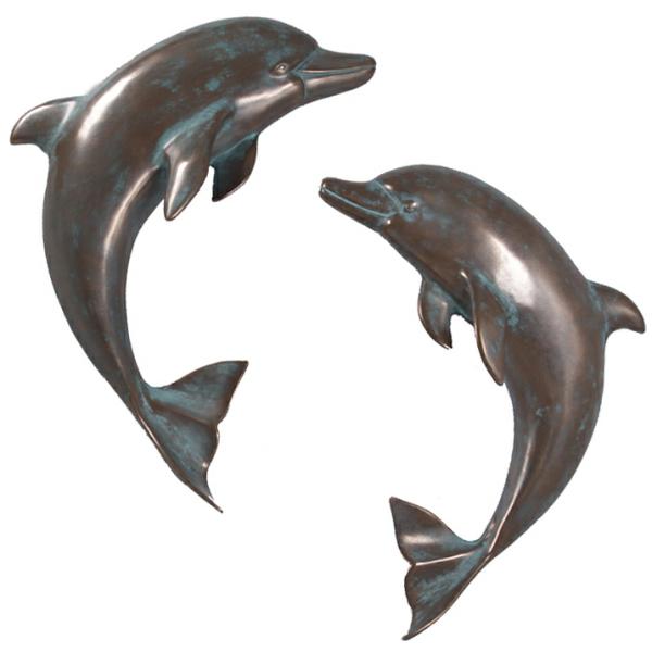 Outdoor Wall Art |  Verde Bronze Finish Dolphin Wall Decor (Set Of 2) Garden Outdoor Wall Art