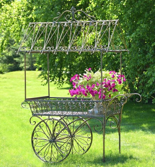 Planters & Stands |  Large Flower Cart "Paris 1968" – Bronze Garden Planters & Stands