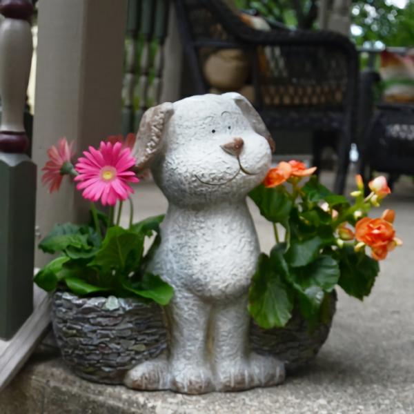 Planters & Stands |  3D Stone Puppy Planter Garden Planters & Stands