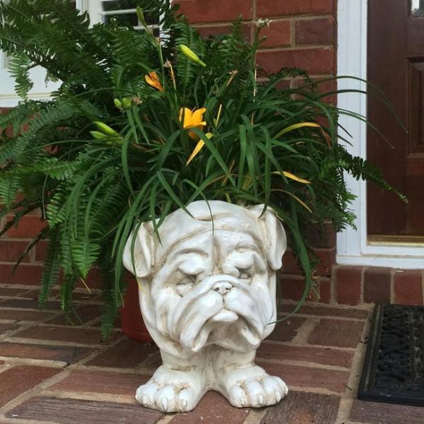 Planters & Stands |  Bulldog Planter – Antique Finish Garden Planters & Stands