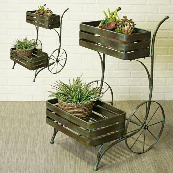 Planters & Stands |  French Basket Flower Carts (Set Of 2) Garden Planters & Stands